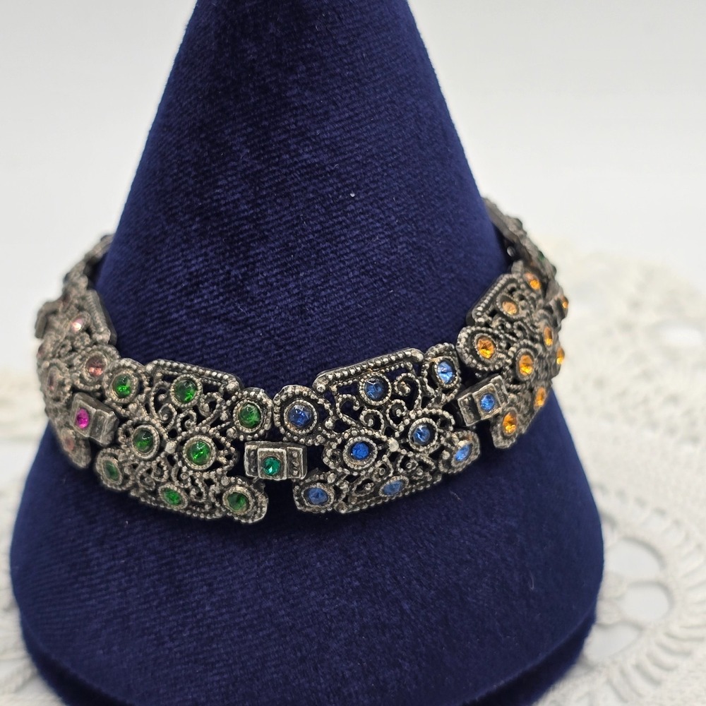 Vintage Little Nemo Rhinestone Panel Bracelet Art Deco 6.5